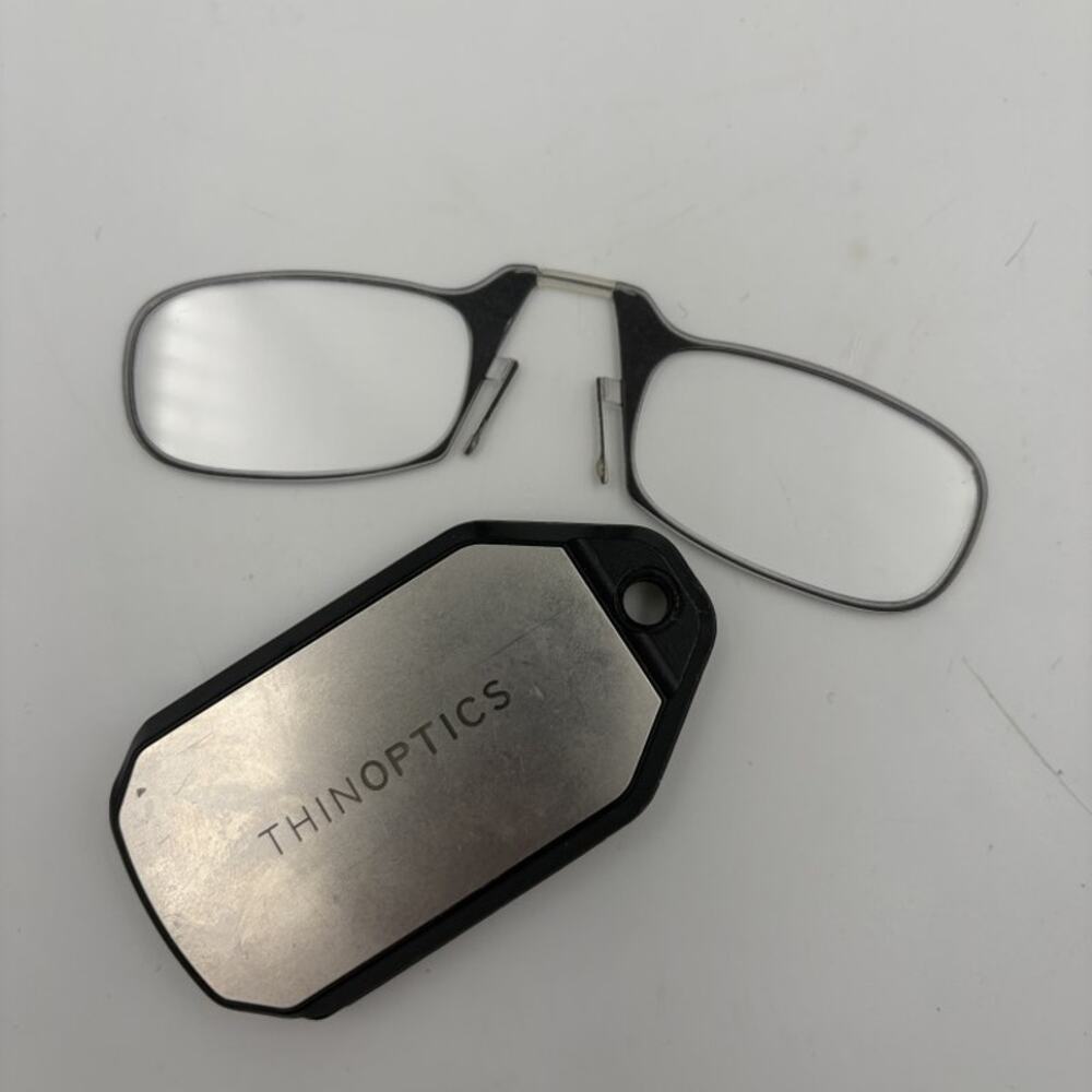 ThinOptics +2.00 Armless Reading Glasses with Keychain Case Black